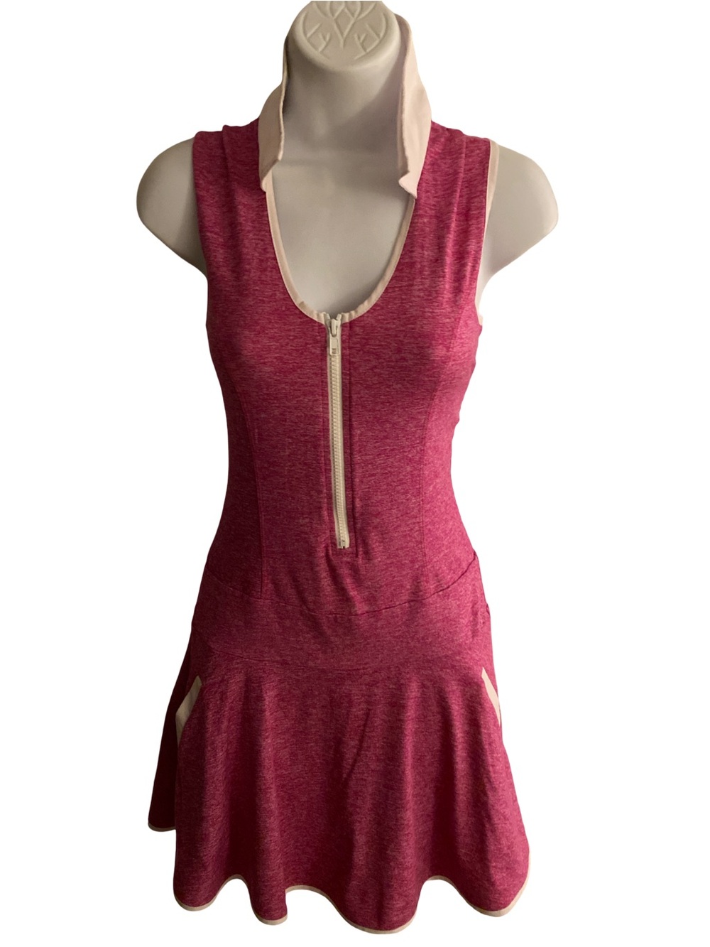 Calla Pink  Heathered Sleeveless Athletic Dress with Mesh Back Panel - XS